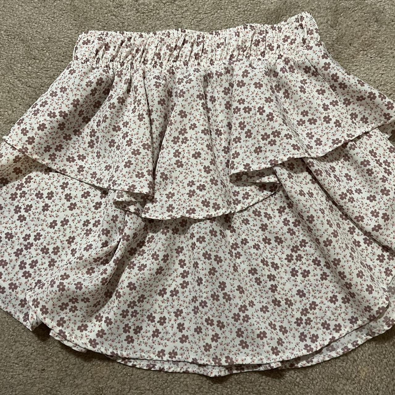 Altar'd State Women's White and Pink Skirt | Depop