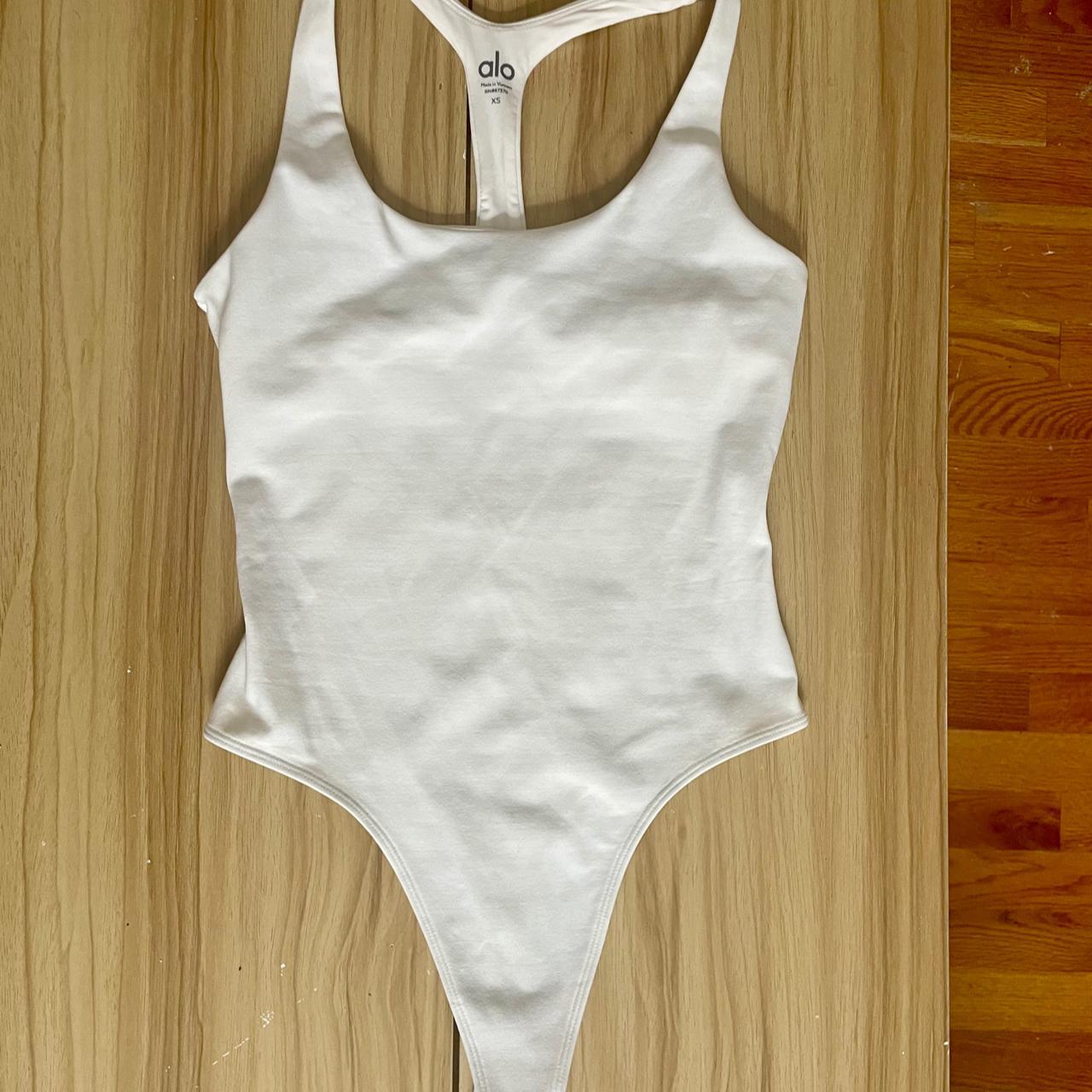 Alo Airbrush Ivory Bodysuit Size X small Scoop Depop