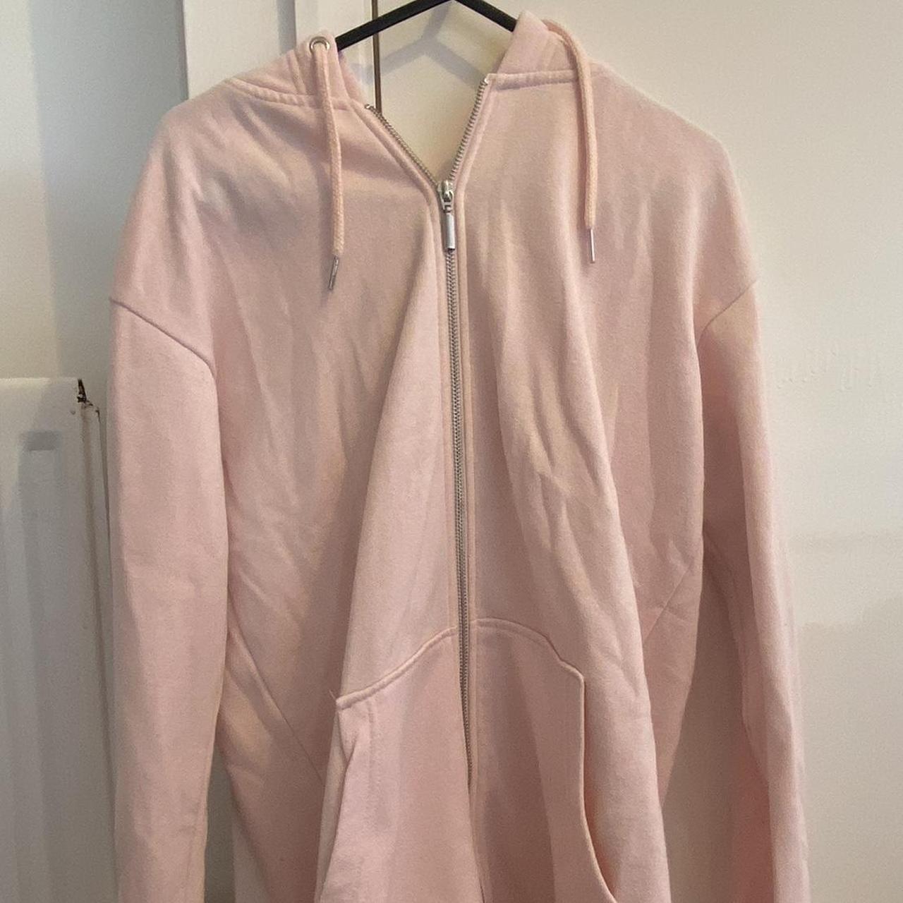 cutest baby pink zip up hoodie oversized size s... Depop