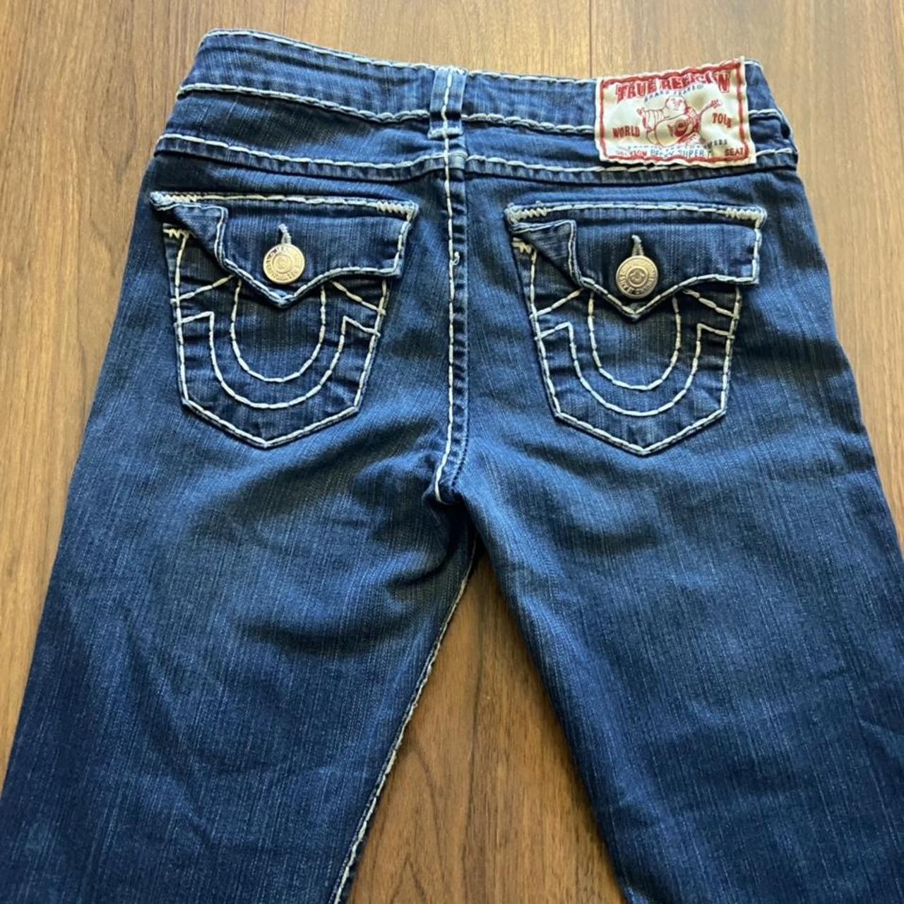 DARK BLUE TRUE RELIGION VINTAGE FLARED JEANS •... - Depop