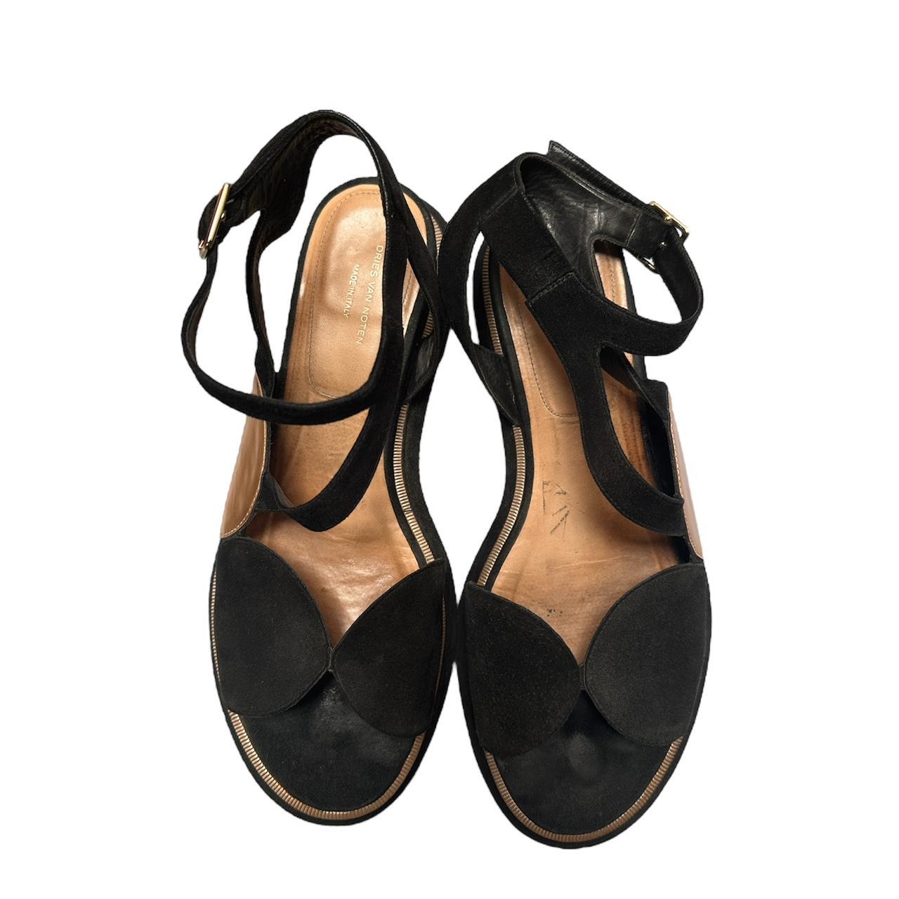 Dries Van Noten Women's Black and Gold Sandals