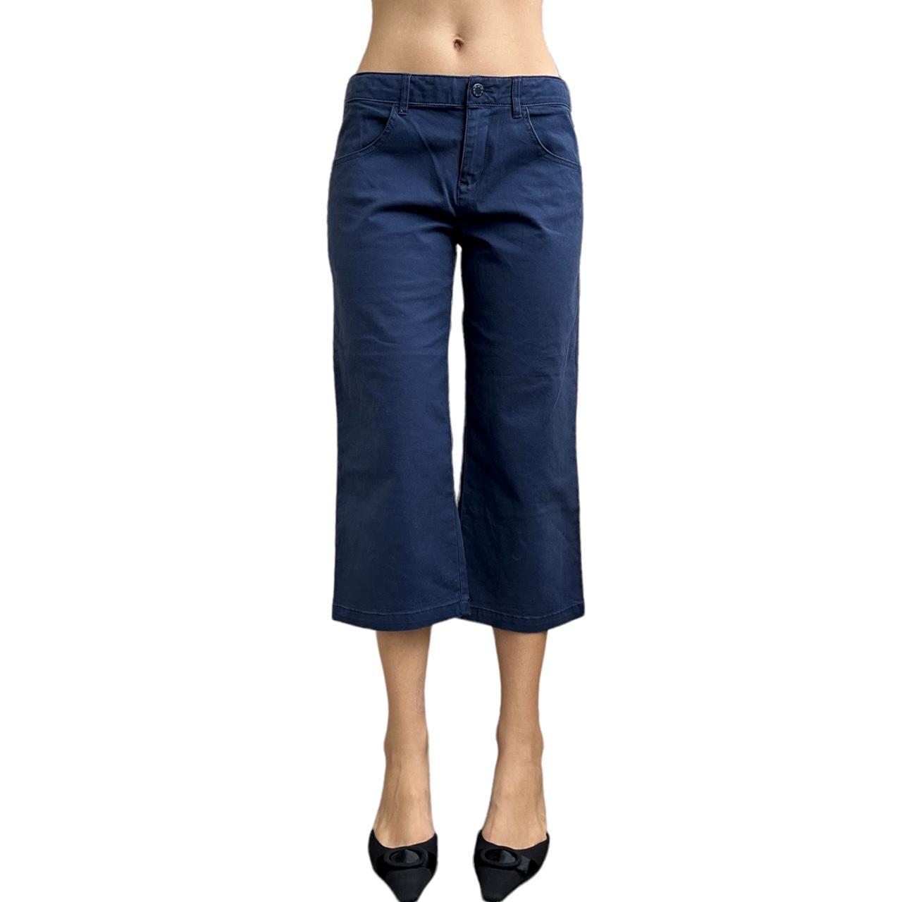 Vintage capri pants low rise dark denim wash 2000s... Depop