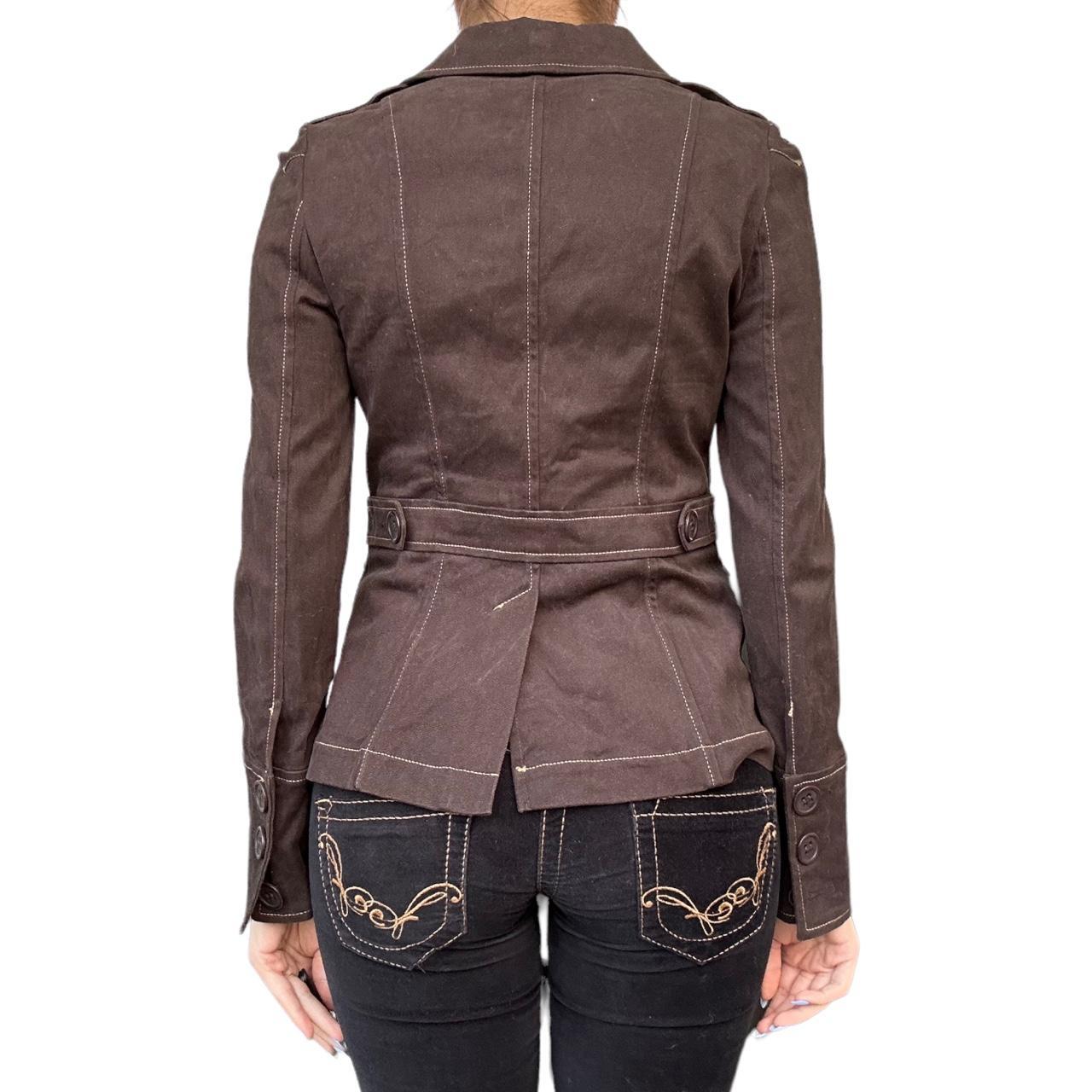 Y2k cargo utility jacket brown lightweight with... Depop