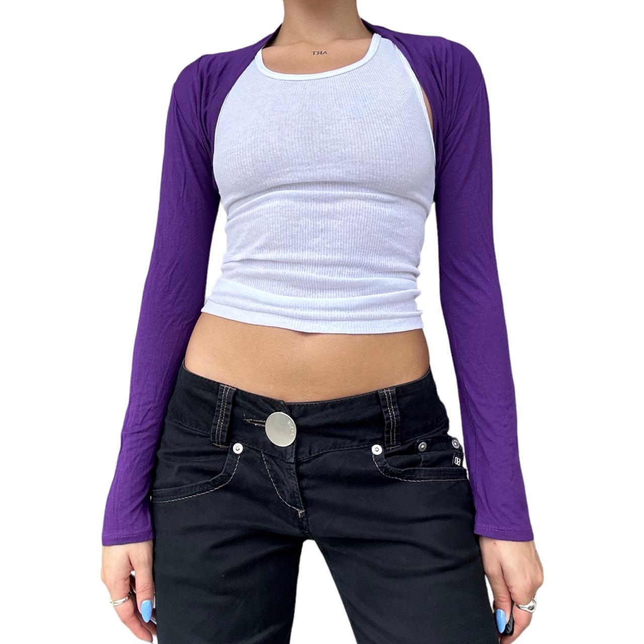 Y2k purple bolero arm sleeves vintage 2000s preppy... Depop