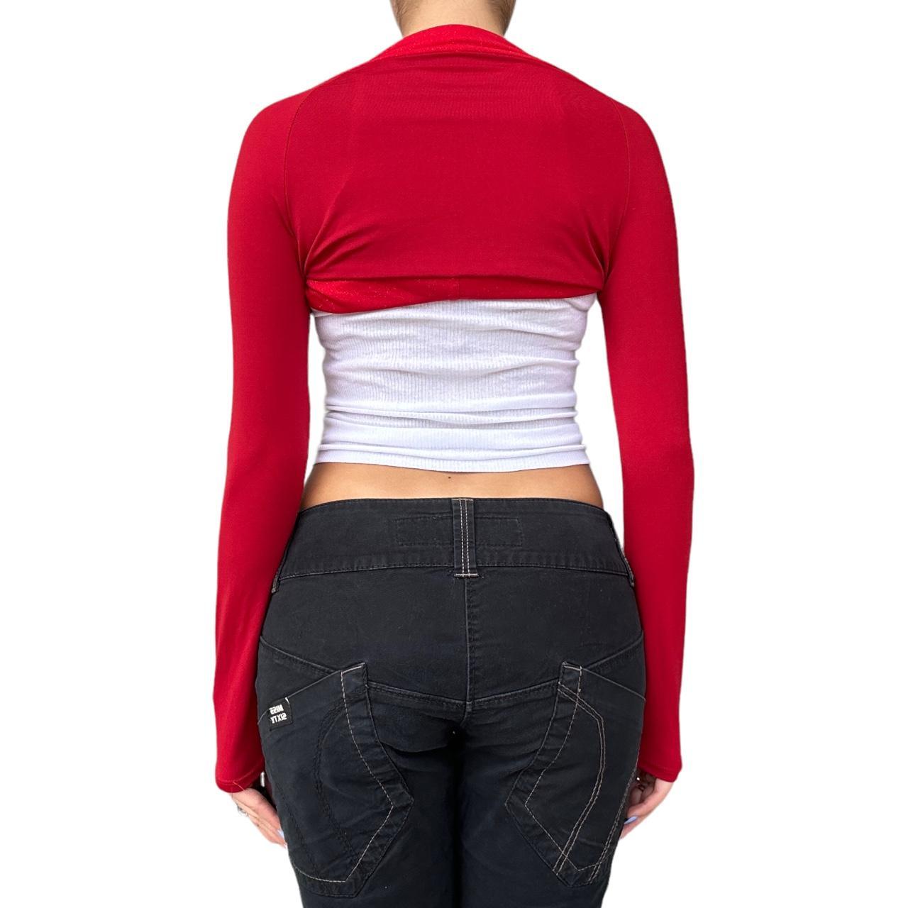 Y2k red bolero arm sleeves sparkle around the... Depop