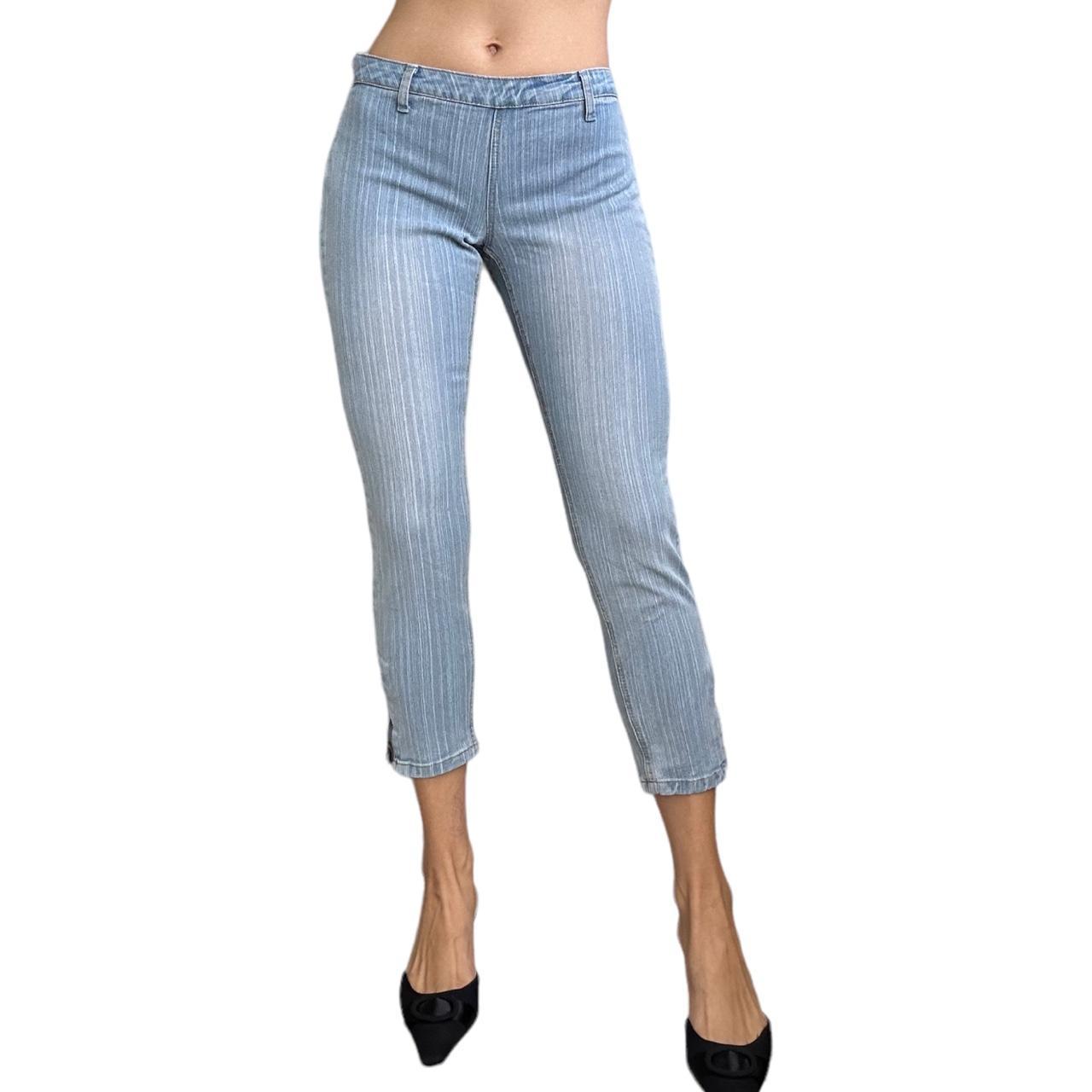 Y2k capri jeans low rise pinstripe with zippers on... - Depop