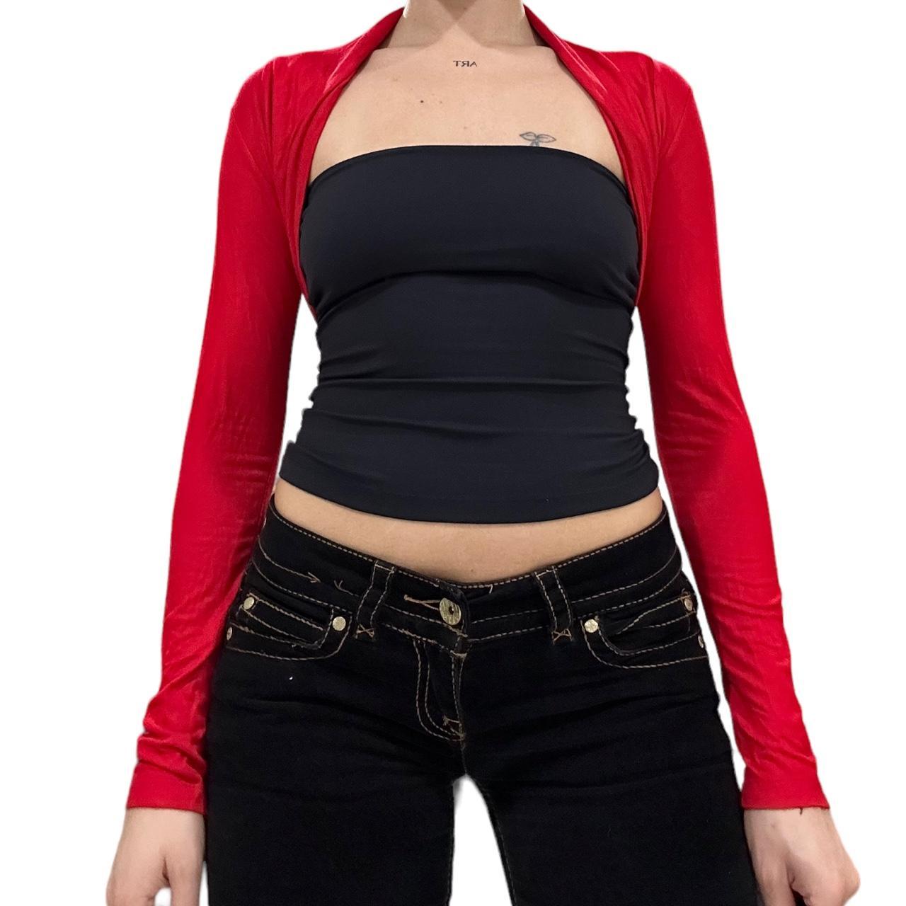 Y2k red bolero arm sleeves vintage 2000s balletcore... Depop