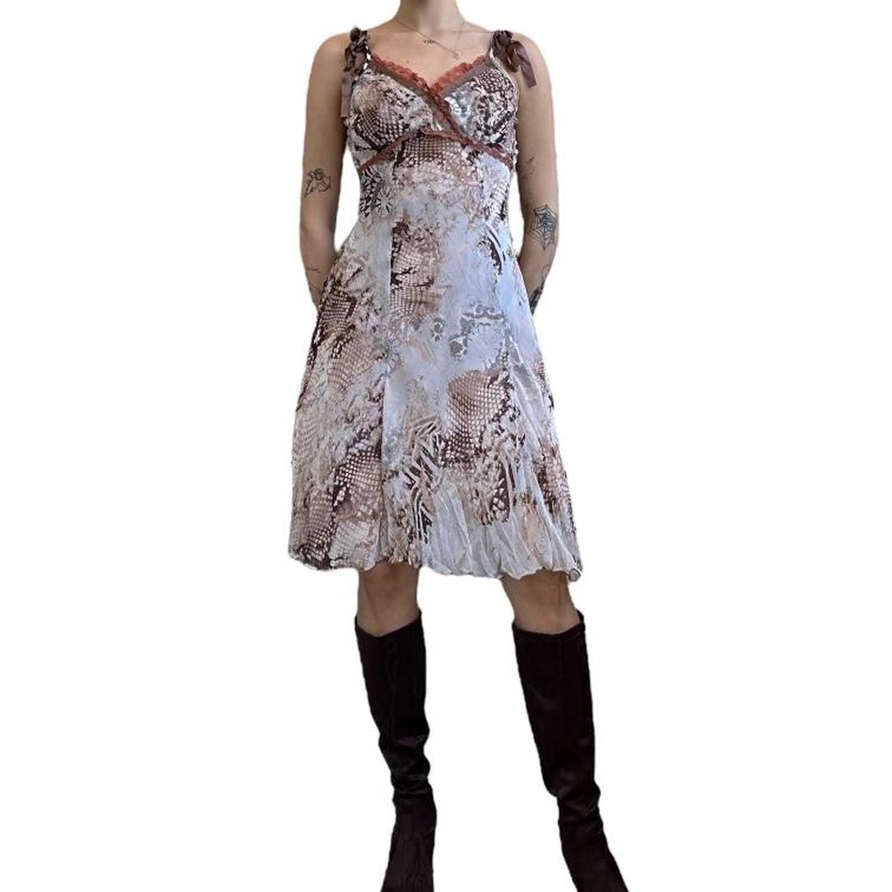 Women's Brown and Grey Dress Depop