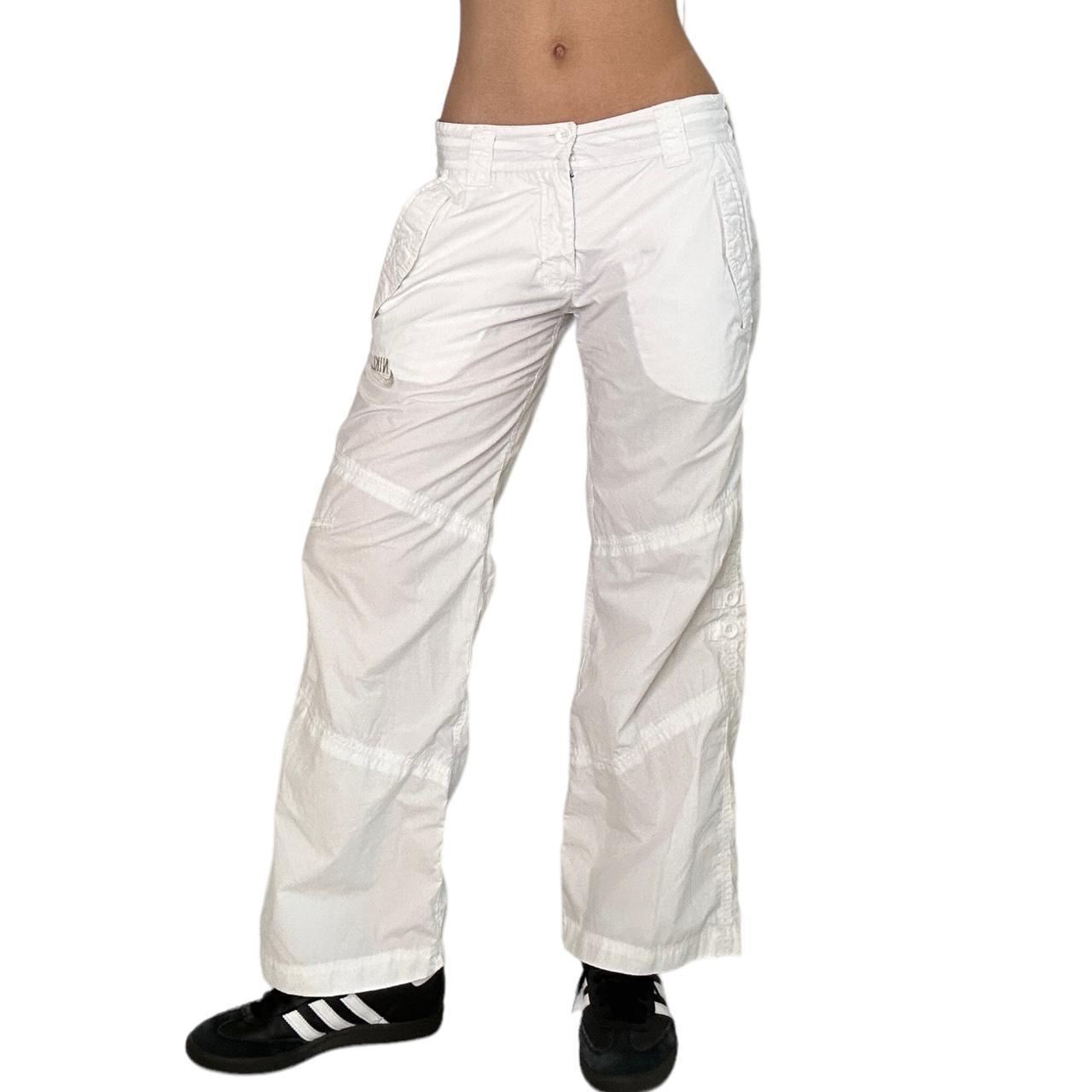 Vintage Nike white cargo pants low rise wide leg - Depop