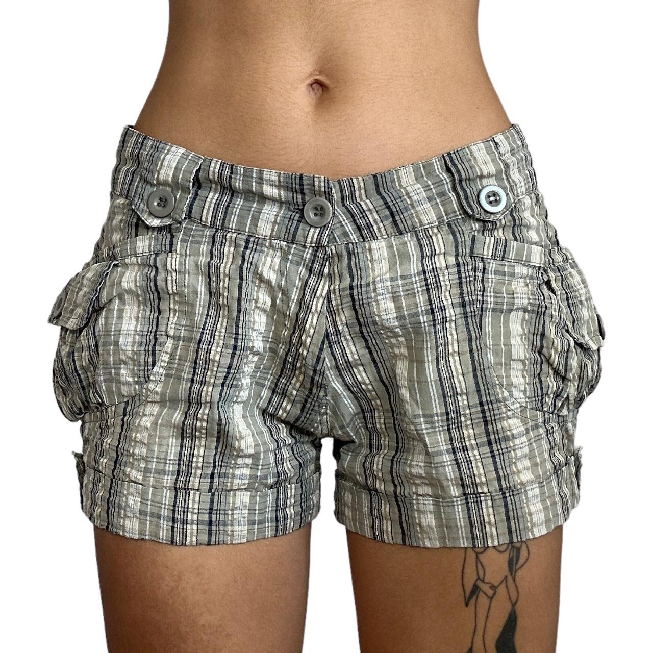 Y2k cargo shorts low rise pinstripe mini... Depop