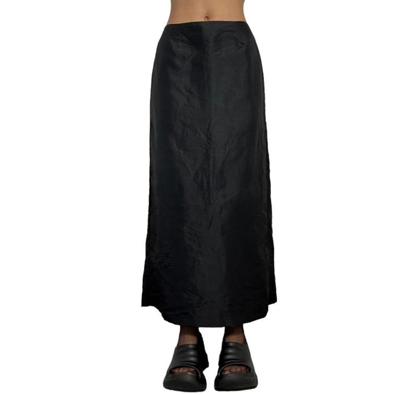 Y2k black maxi skirt minimalist goth skirt Vintage... - Depop