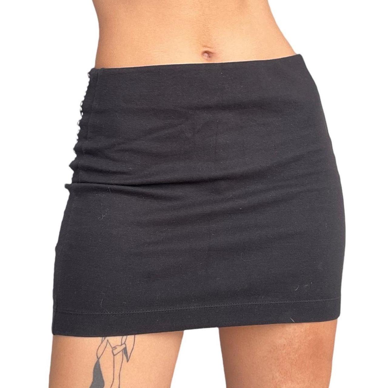 90s bodycon mini skirt black studded mini Depop