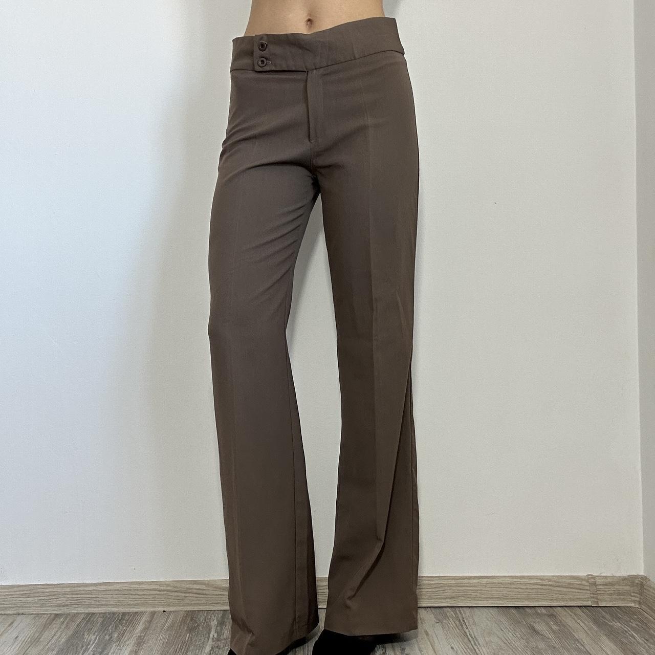 90s wide leg pants brown dress pants Vintage y2k - Depop