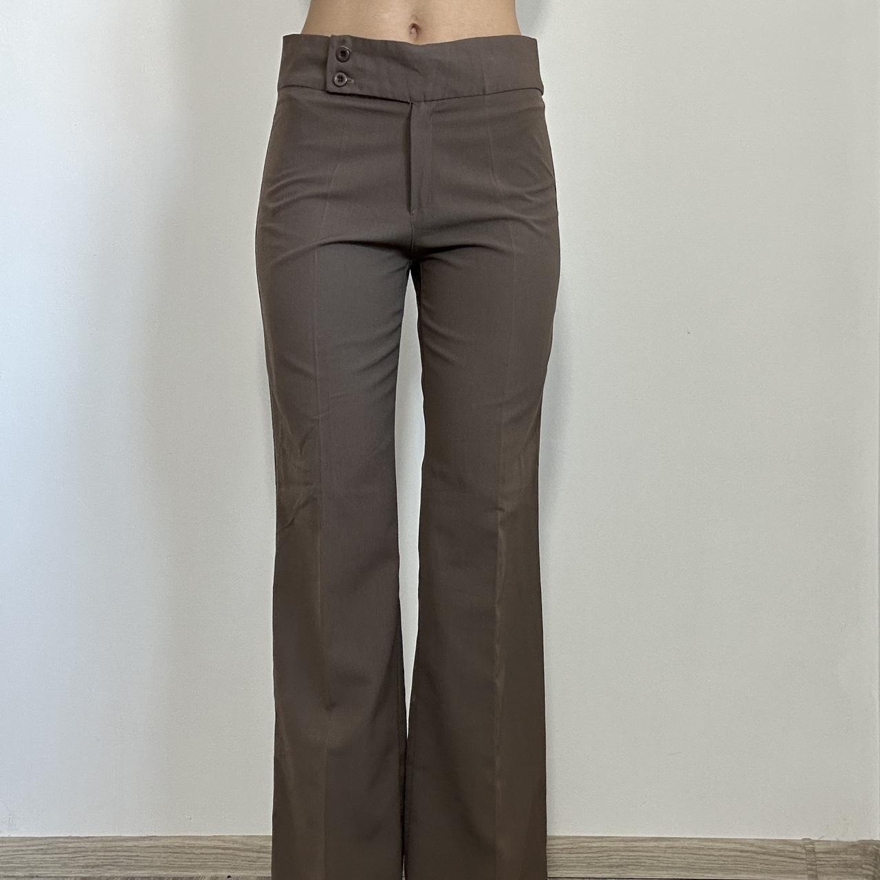 90s wide leg pants brown dress pants Vintage y2k - Depop