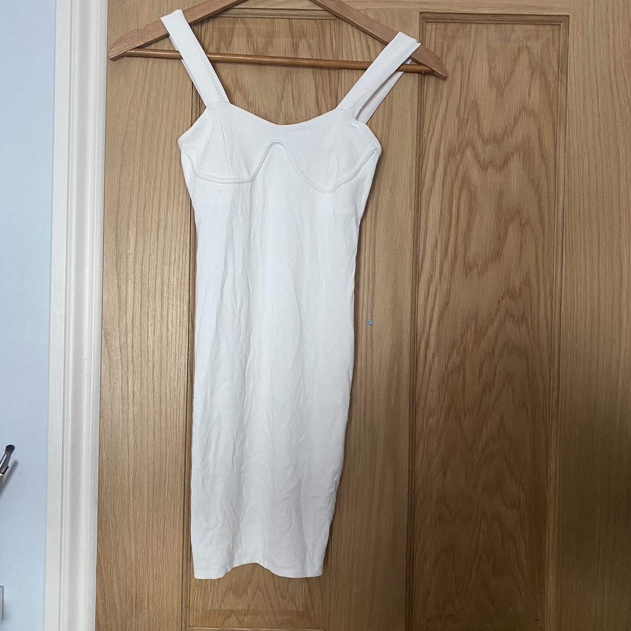 Bershka white mini dress XS. Worn once so almost new. - Depop