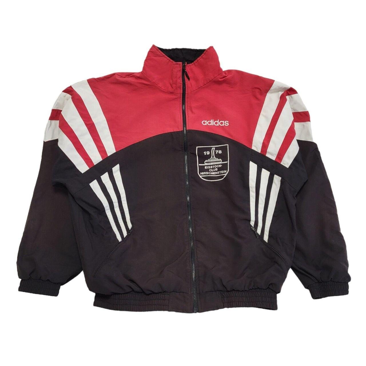 Adidas sports jacket Adidas Black Red Lightweight... - Depop