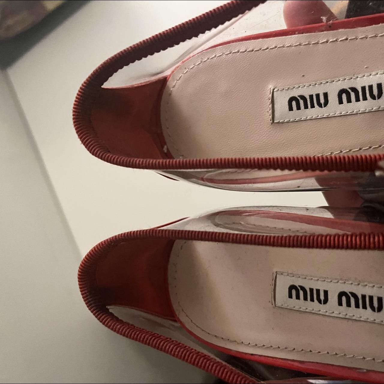 Miu Miu Women's Red and Black Ballet-shoes | Depop