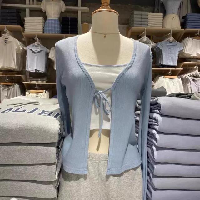 Brandy Melville Greta Eyelet Tie Front Cardigan Sweater Top OS