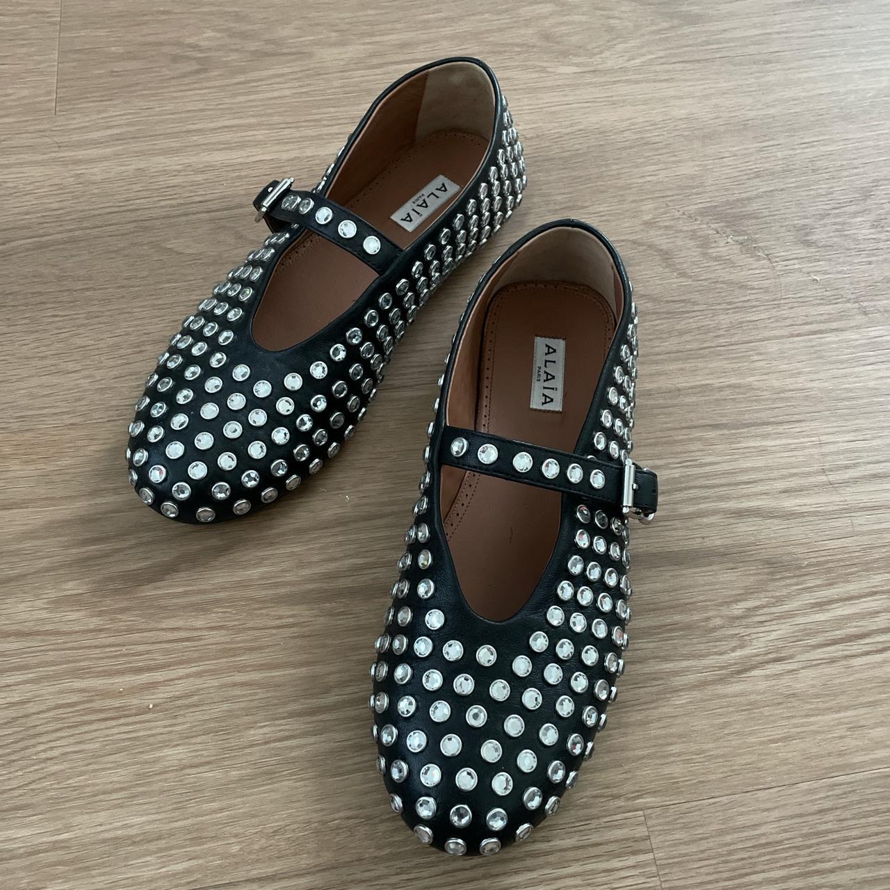 Alaia Leather Mary Jane Studded Flats Size 39... - Depop