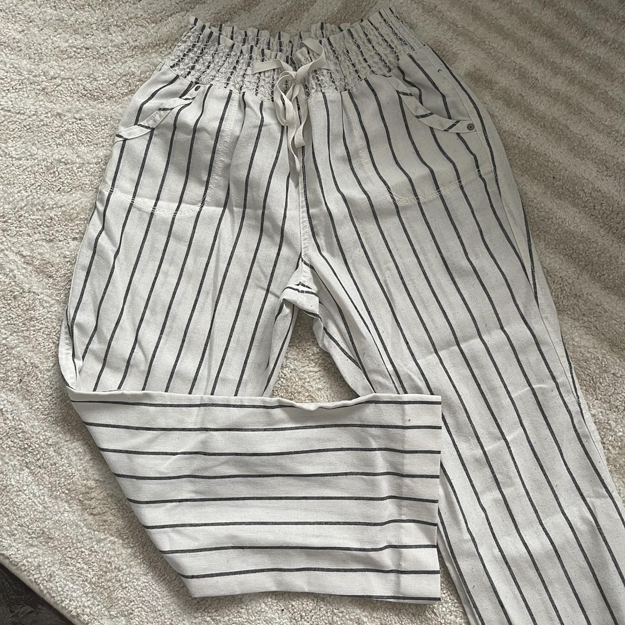 CISONO linen collection pants, white and grey... - Depop