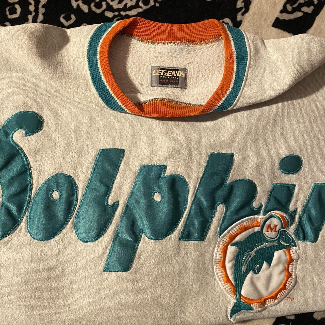 Vintage Logo 7 Miami Dolphins sweatshirt in white. - Depop