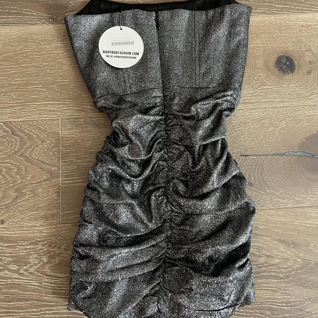 Babyboo black/silver mini strapless dress! (Never worn) - Depop