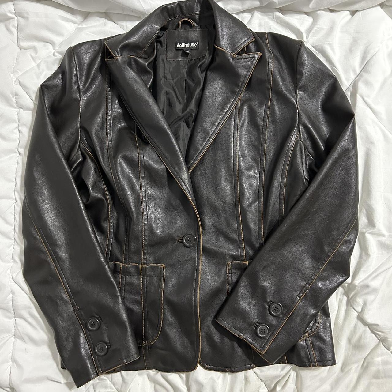 dollhouse leather jacket 🖤 not sure if this is real... - Depop