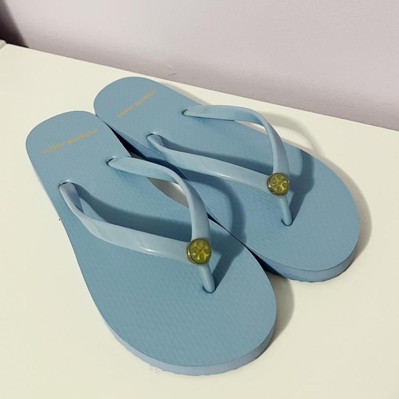 Tory burch light blue flip outlet flops