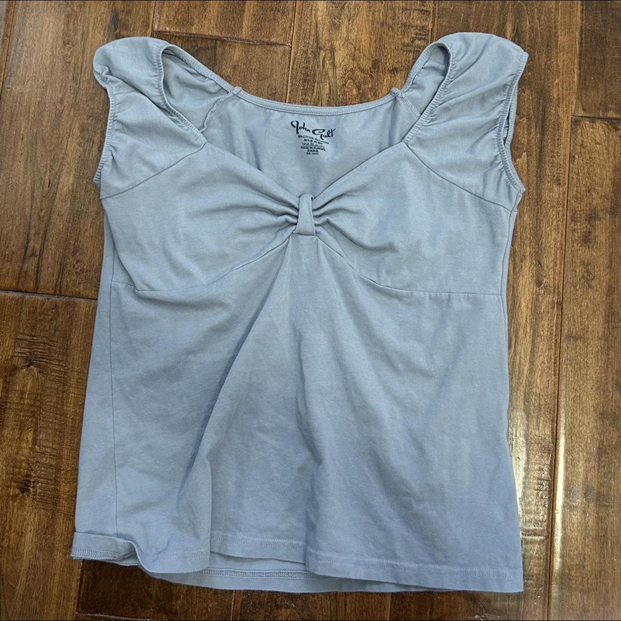 Cinched pale blue brandy top with bow-like... - Depop