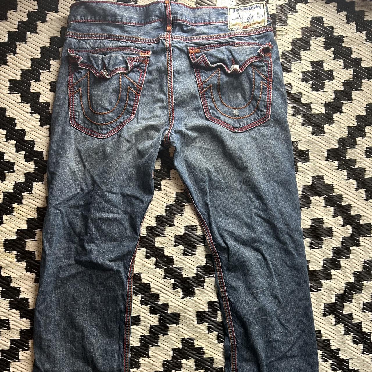 True Religion Red Stitching Jeans Size X Open Depop