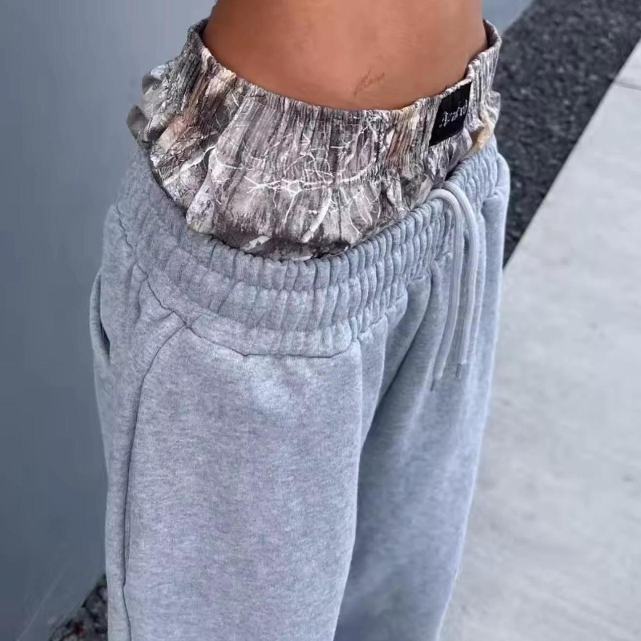 Men's Sweatpants - Grey - L – Grey and brown camo… - image 2