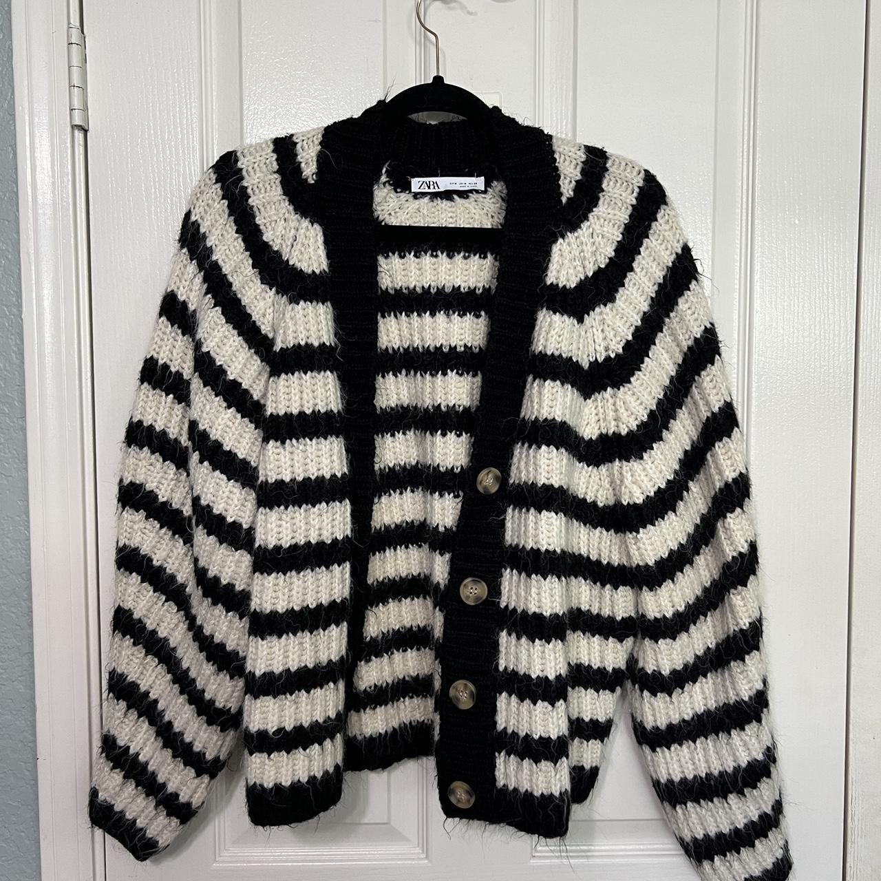 Black and white stripe cardigan Depop