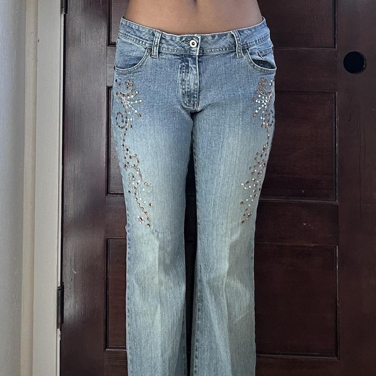 ANGELS Y2K VTG W 32 Jean Stitched Pocket Flare Bootcut Low