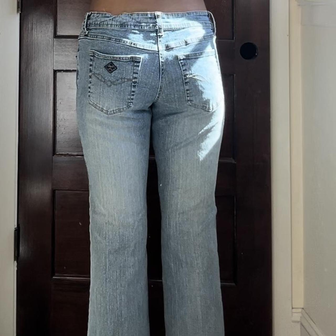 y2k angels jeans bedazzled low rise flares size 13 | Depop