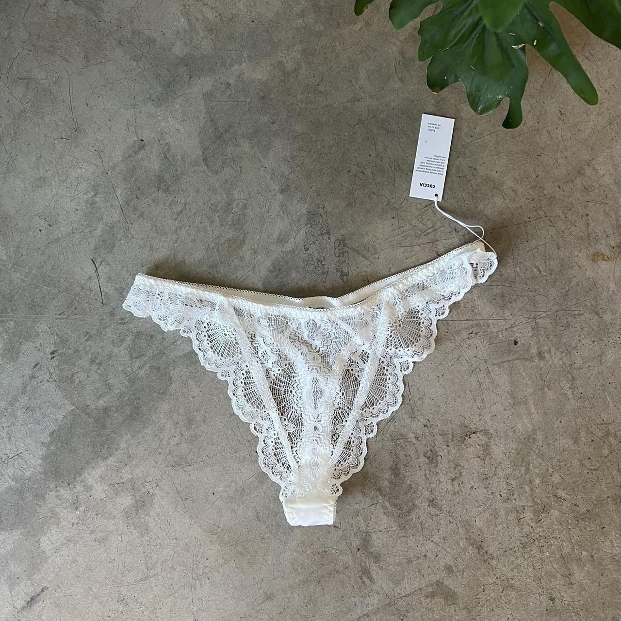 Cuccia brand Marietta white lace thong. New with Depop