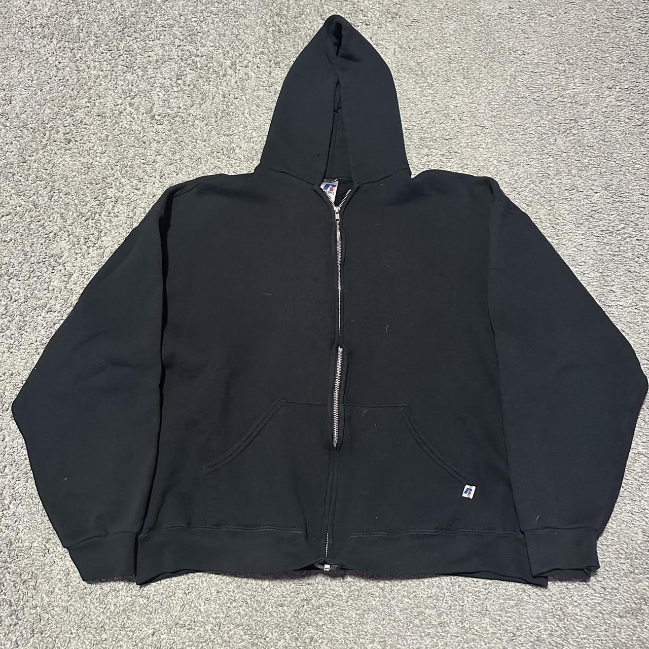 Y2K Black Russell Athletic Zip Up Hoodie Men’s size... Depop