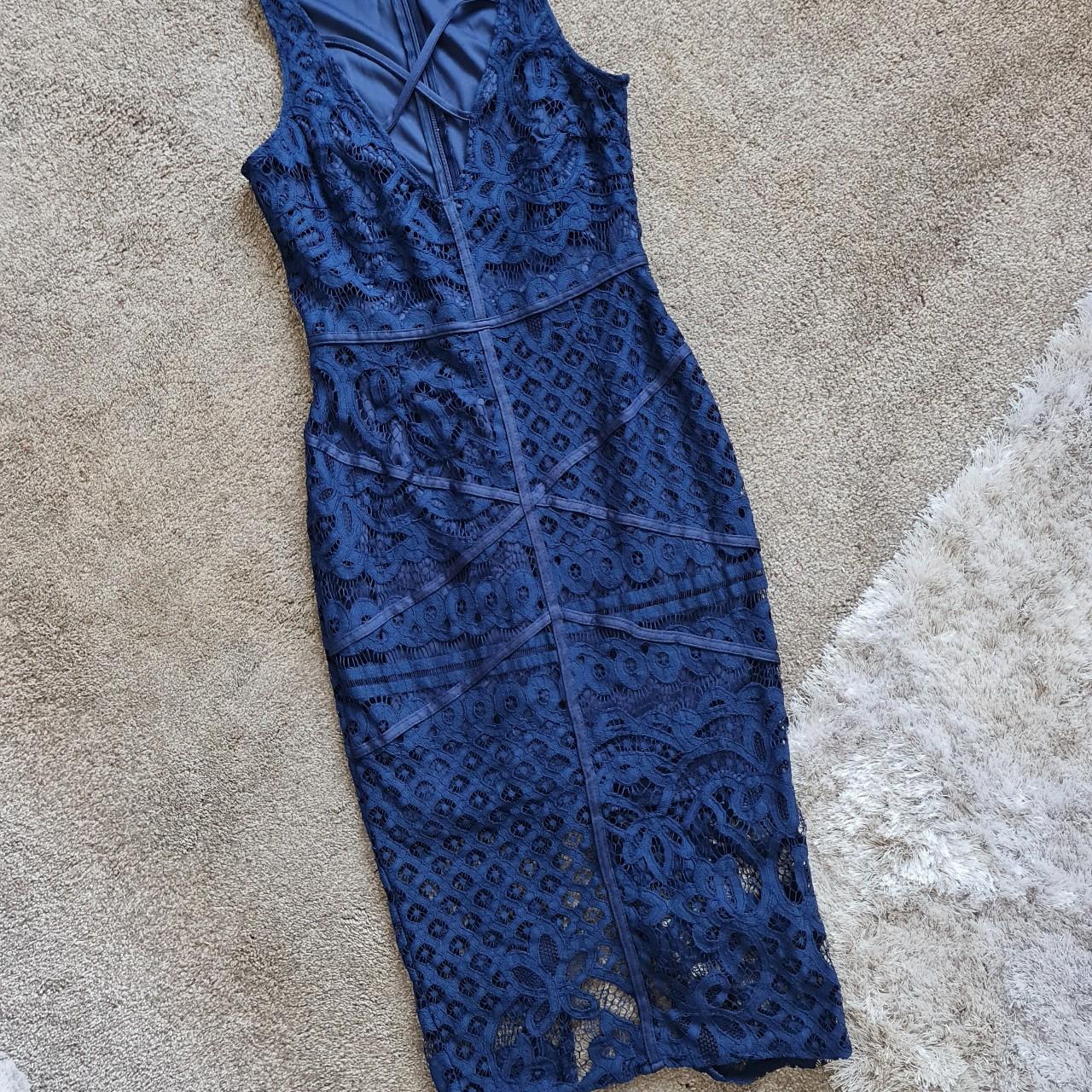 Missguided navy lace midi dress Size 10 PLEASE... - Depop