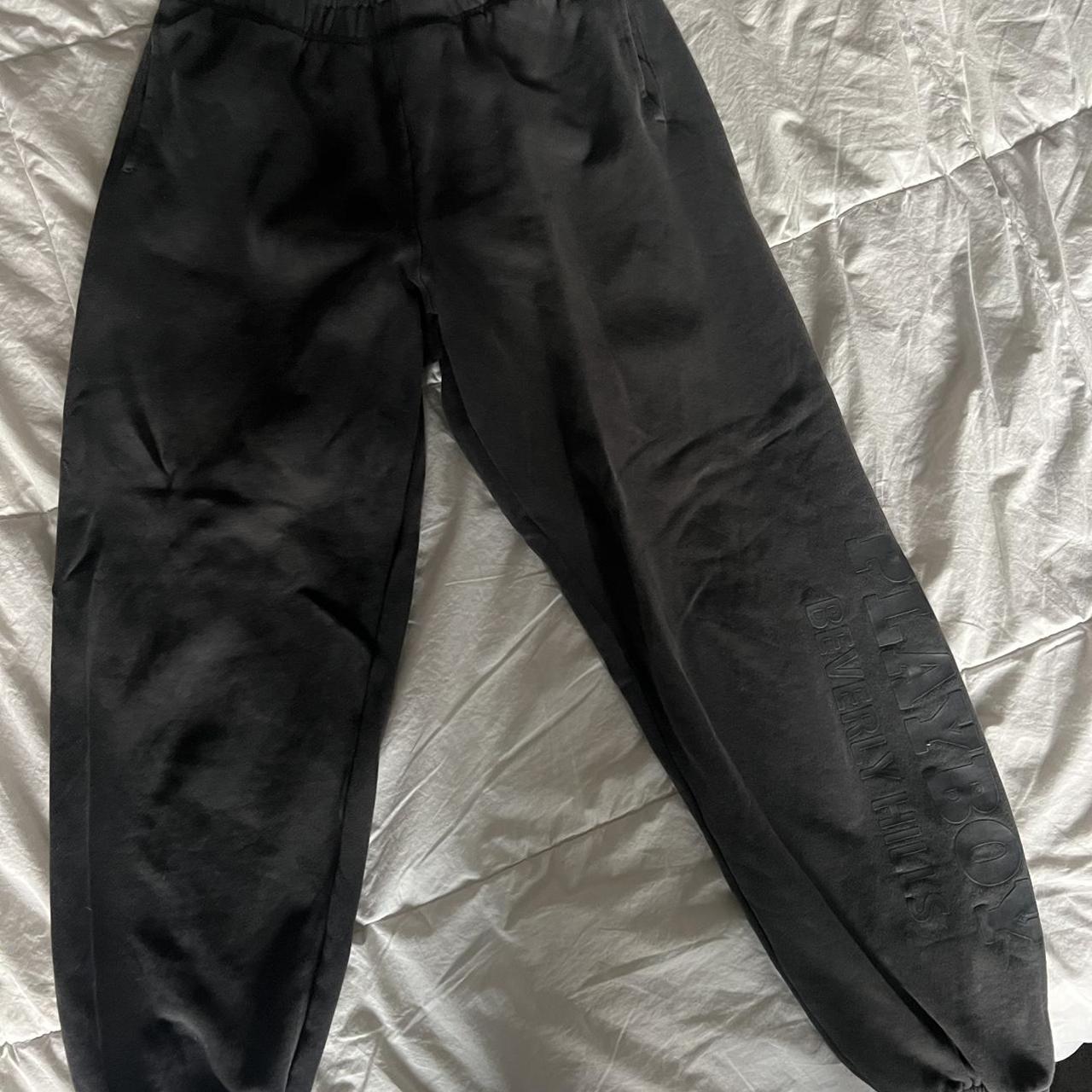 black playboy sweatpants - Depop