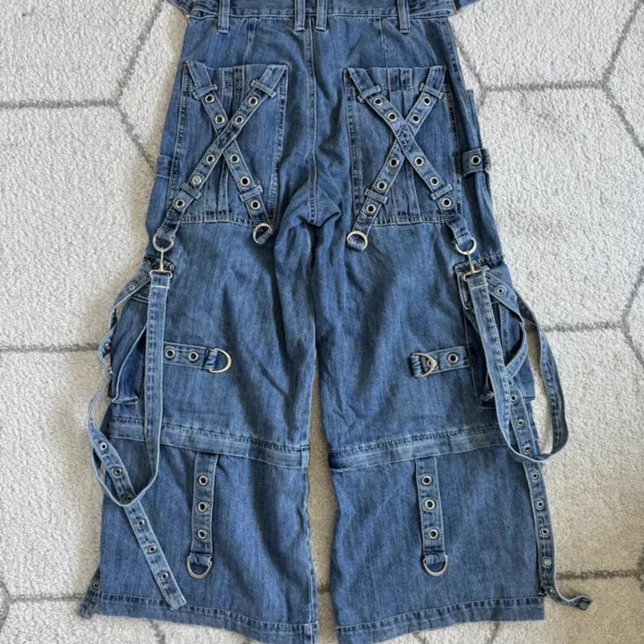 Tripp NYC X-STRAP PANT LIGHT BLUE DENIM Goth Raver... - Depop