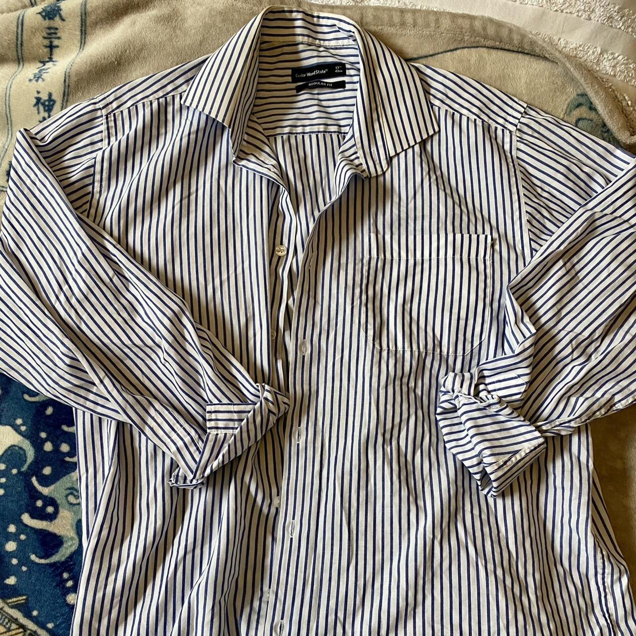 Men's White and Blue Shirt | Depop