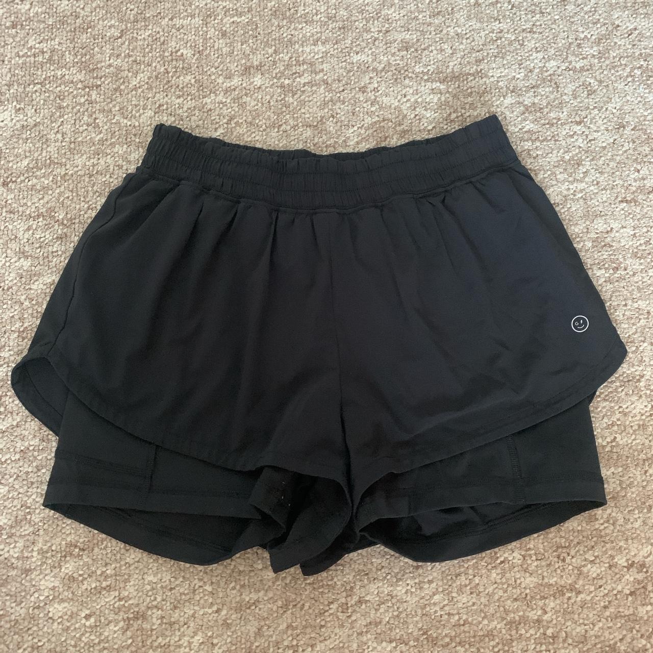 Hollister/gilly hicks shorts Black double layer... - Depop