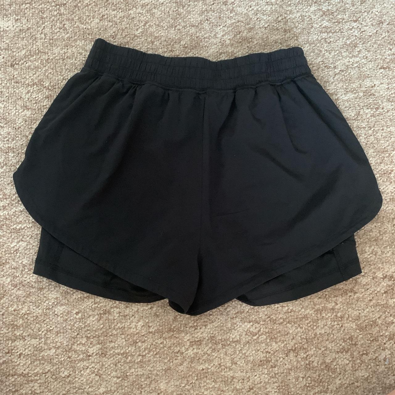 Hollister/gilly hicks shorts Black double layer... - Depop