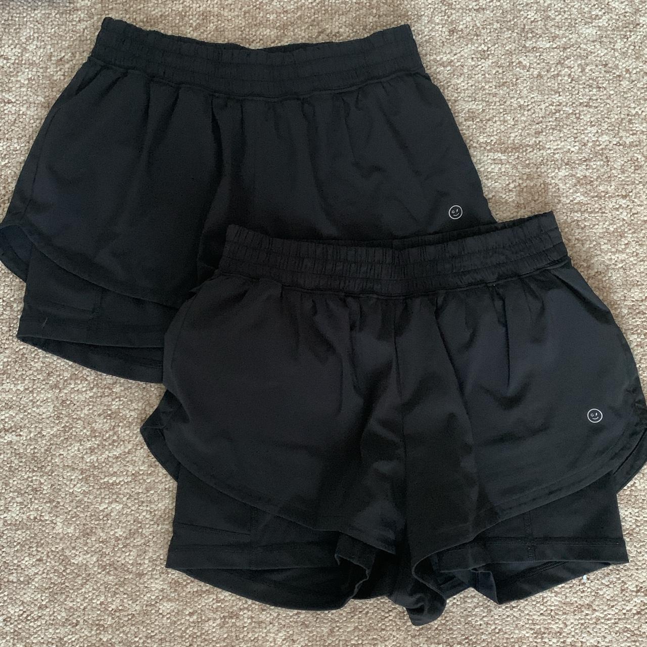 Hollister/gilly hicks shorts Black double layer... - Depop