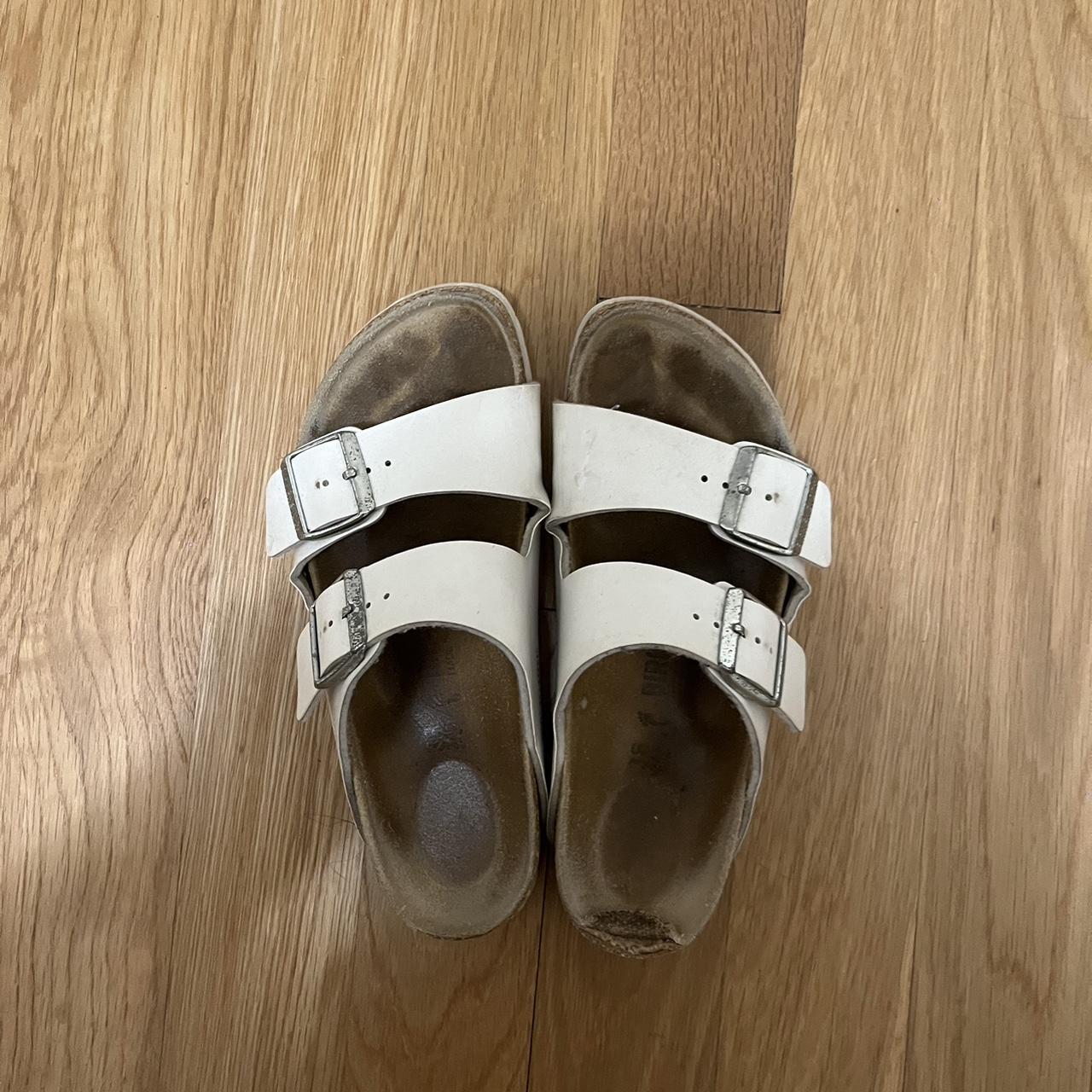 White Birkenstocks! Size 38 Worn but have much... - Depop