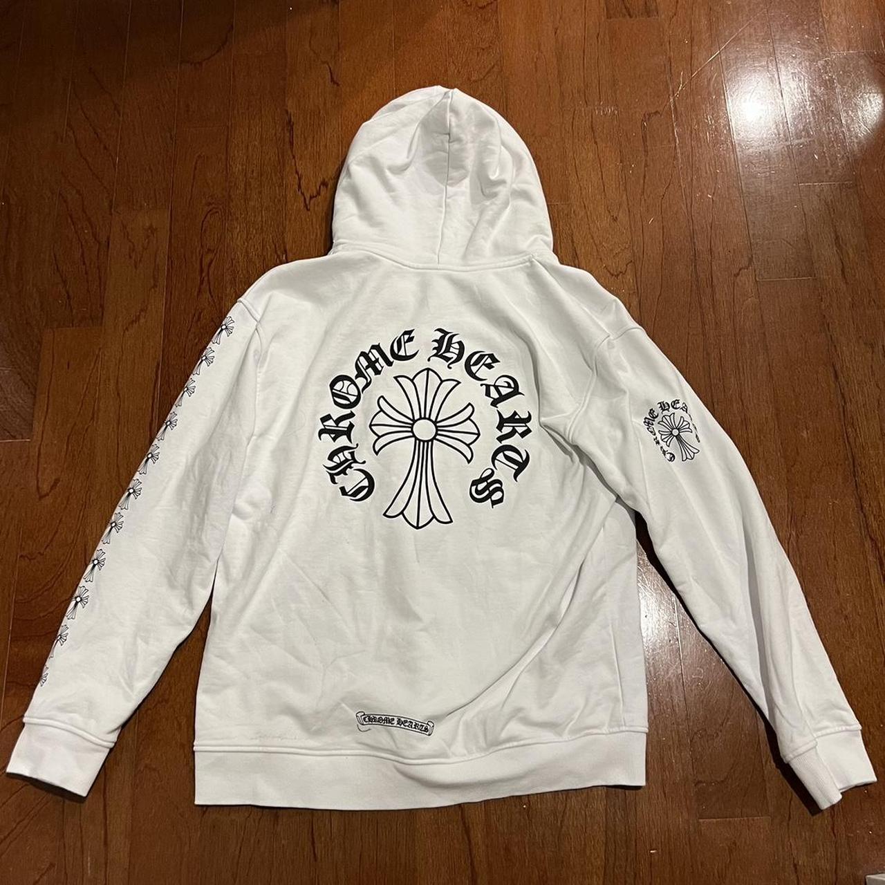 Chrome Hearts Men's White and Black Hoodie | Depop