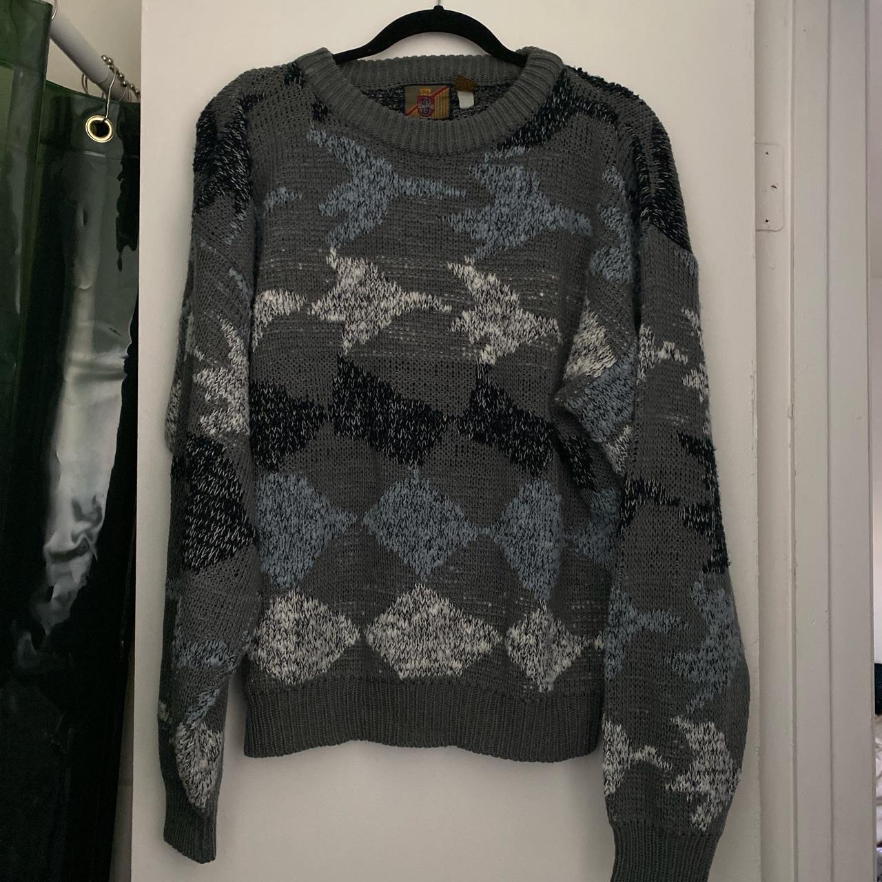 Zara Women's Grey and Blue Jumper | Depop