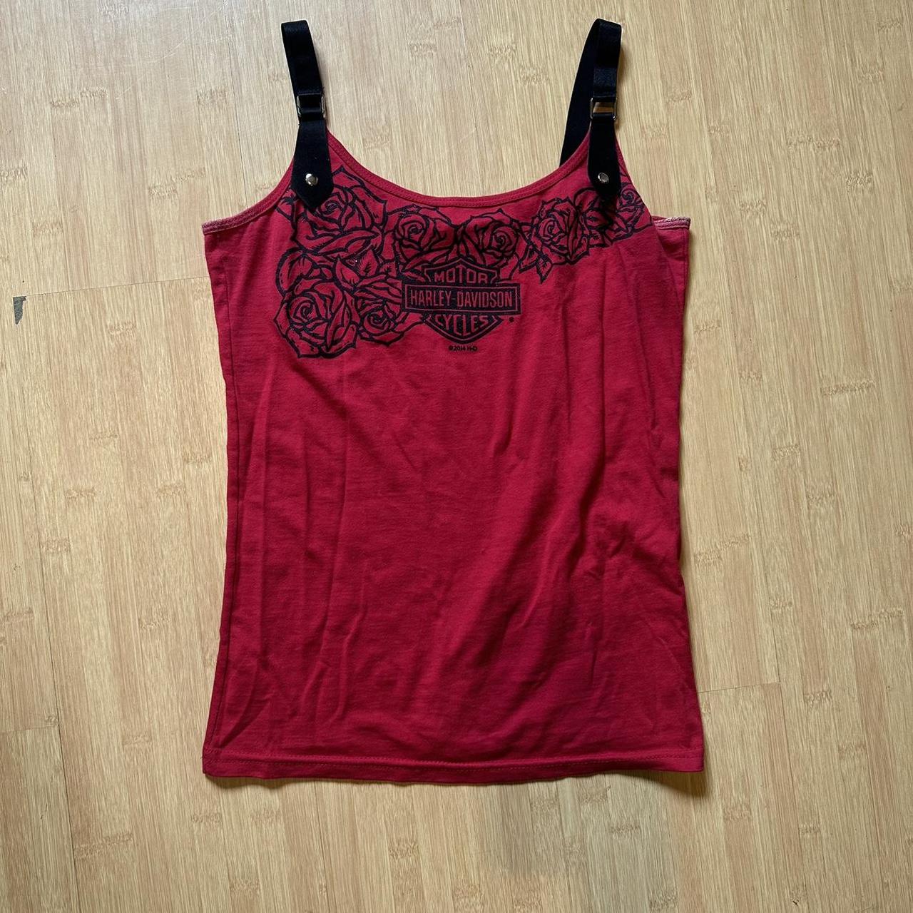 Harley Davidson Women's Red and Black Vest | Depop