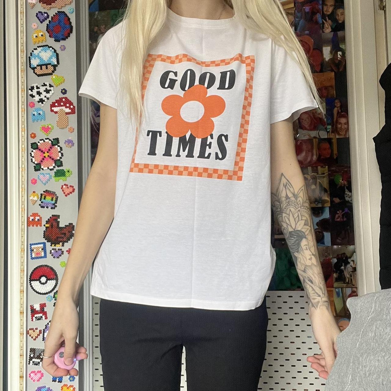 White graphic tee UK size: 10 -Worn a few times... - Depop