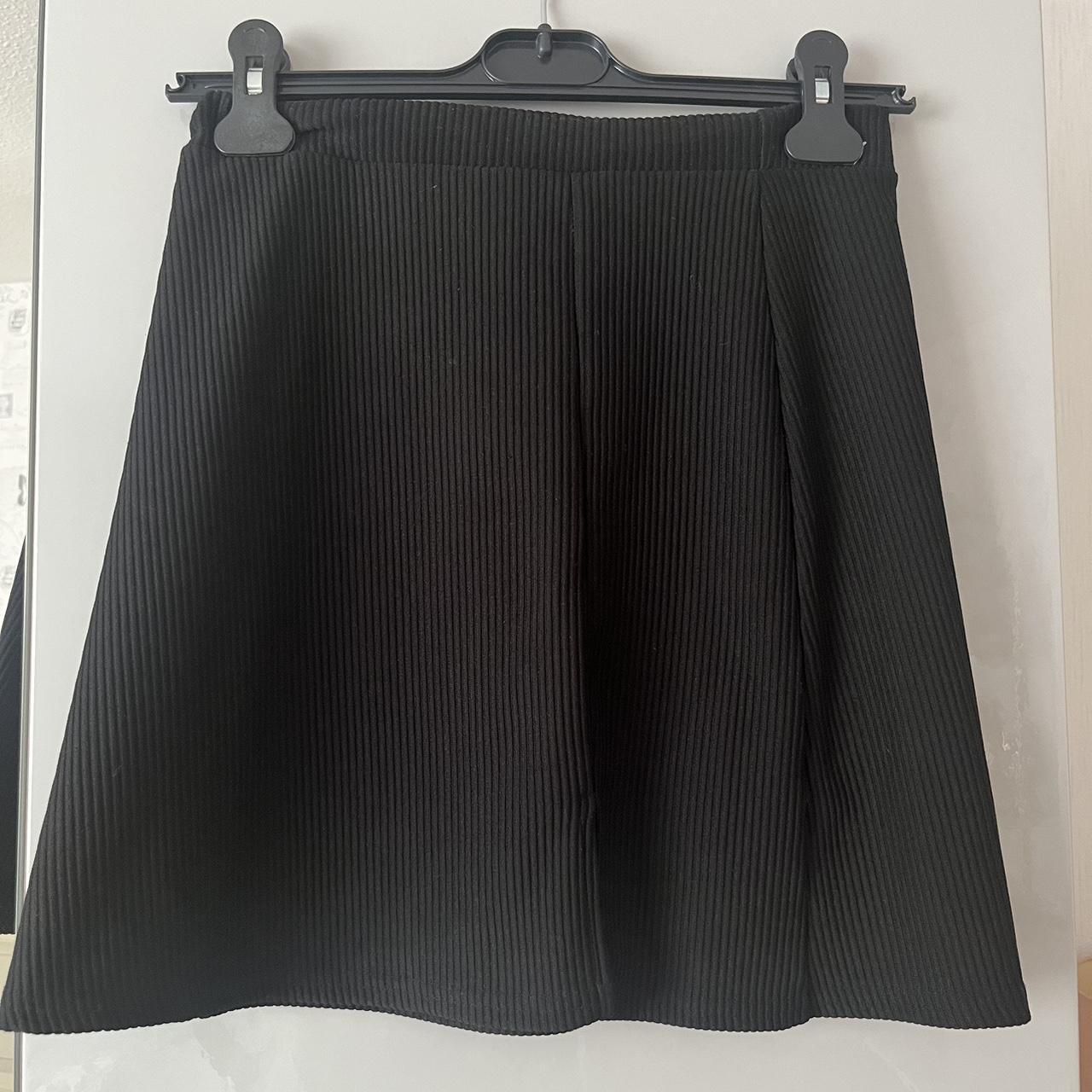 Black ribbed mini skirt with side split #miniskirt... - Depop