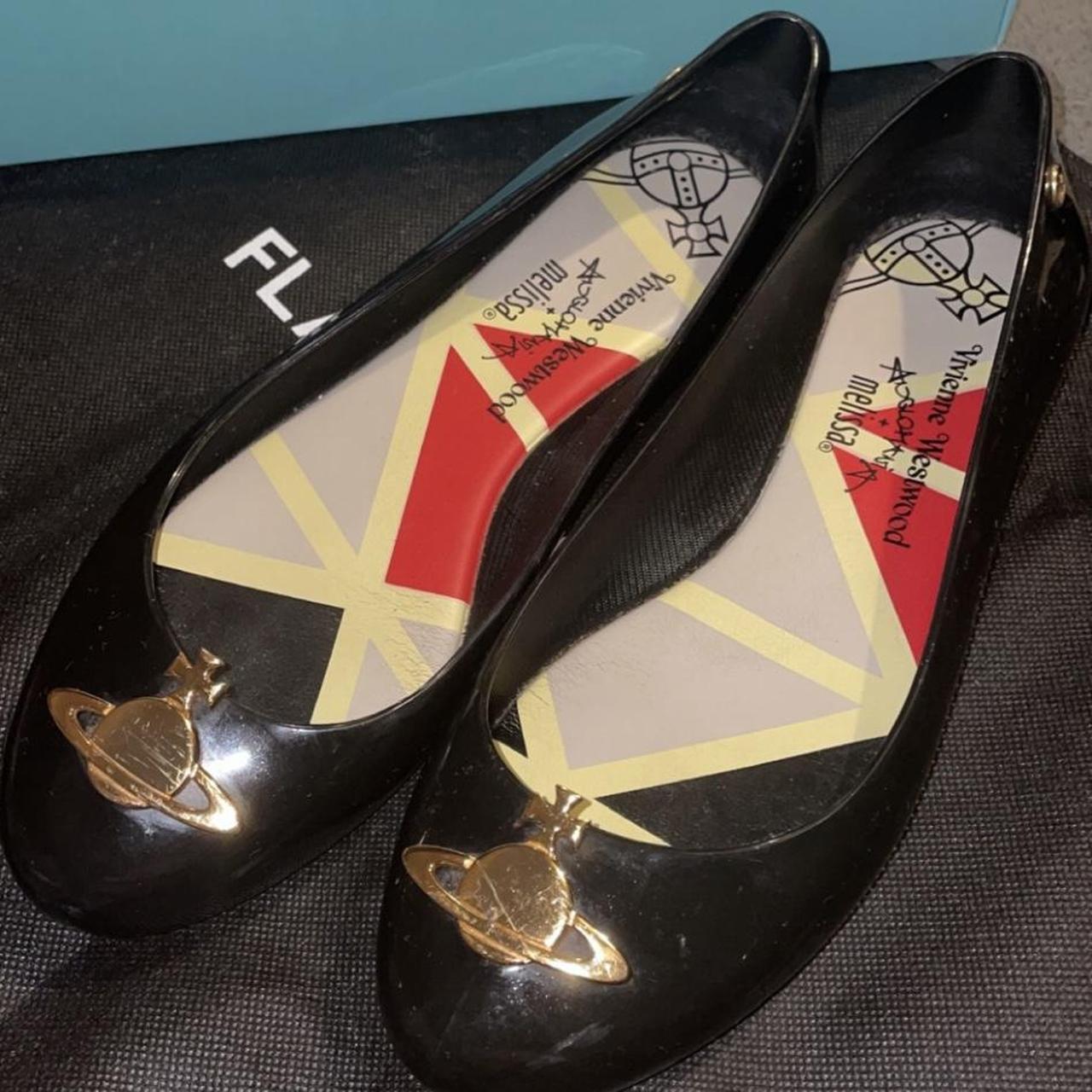 Vivienne Westwood Women's Black and Gold Sandals | Depop